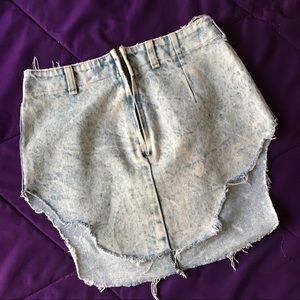 Acid Wash Denim Asymmetrical Mini Skirt